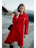 Trapezförmiges Kleid mit weitem Rollkragen, rot FI699 - Online-Shop - Boutique